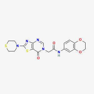 N-(2,3-dihydrobenzo[b][1,4]dioxin-6-yl)-2-(7-oxo-2-thiomorpholinothiazolo[4,5-d]pyrimidin-6(7H)-yl)acetamide