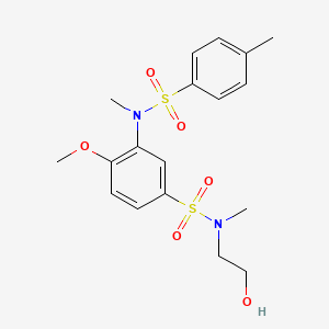 molecular formula C18H24N2O6S2 B2830382 3-(N,4-dimethylphenylsulfonamido)-N-(2-hydroxyethyl)-4-methoxy-N-methylbenzenesulfonamide CAS No. 867042-59-9