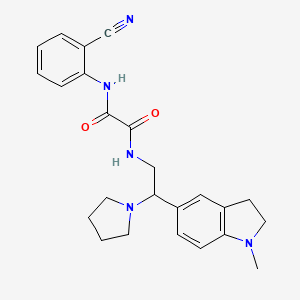 molecular formula C24H27N5O2 B2830386 N1-(2-cyanophenyl)-N2-(2-(1-methylindolin-5-yl)-2-(pyrrolidin-1-yl)ethyl)oxalamide CAS No. 921923-65-1