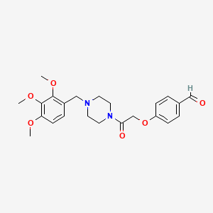 molecular formula C23H28N2O6 B2830392 4-[2-Oxo-2-[4-[(2,3,4-trimethoxyphenyl)methyl]piperazin-1-yl]ethoxy]benzaldehyde CAS No. 1384601-36-8