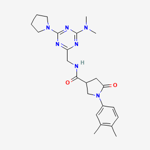 N-((4-(dimethylamino)-6-(pyrrolidin-1-yl)-1,3,5-triazin-2-yl)methyl)-1-(3,4-dimethylphenyl)-5-oxopyrrolidine-3-carboxamide