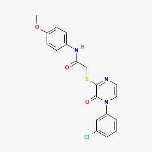 molecular formula C19H16ClN3O3S B2830397 2-{[4-(3-chlorophenyl)-3-oxo-3,4-dihydropyrazin-2-yl]thio}-N-(4-methoxyphenyl)acetamide CAS No. 895106-19-1