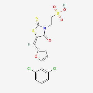 (E)-2-(5-((5-(2,6-dichlorophenyl)furan-2-yl)methylene)-4-oxo-2-thioxothiazolidin-3-yl)ethanesulfonic acid