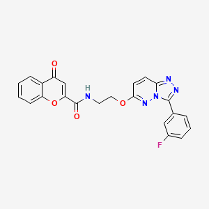 molecular formula C23H16FN5O4 B2830417 N-(2-((3-(3-fluorophenyl)-[1,2,4]triazolo[4,3-b]pyridazin-6-yl)oxy)ethyl)-4-oxo-4H-chromene-2-carboxamide CAS No. 1226437-26-8