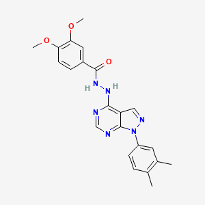 molecular formula C22H22N6O3 B2830431 N'-[1-(3,4-dimethylphenyl)-1H-pyrazolo[3,4-d]pyrimidin-4-yl]-3,4-dimethoxybenzohydrazide CAS No. 881082-48-0