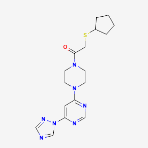 1-(4-(6-(1H-1,2,4-triazol-1-yl)pyrimidin-4-yl)piperazin-1-yl)-2-(cyclopentylthio)ethanone