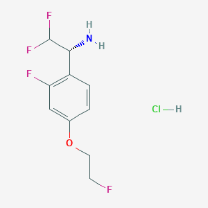 molecular formula C10H12ClF4NO B2830441 (1R)-2,2-二氟-1-[2-氟-4-(2-氟乙氧基)苯基]乙胺;盐酸盐 CAS No. 2490314-50-4
