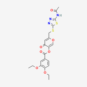 6-(((5-acetamido-1,3,4-thiadiazol-2-yl)thio)methyl)-4-oxo-4H-pyran-3-yl 3,4-diethoxybenzoate