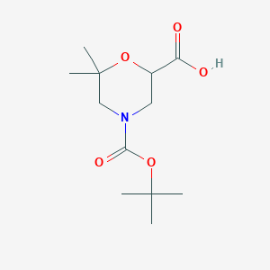 molecular formula C12H21NO5 B2830457 4-(Tert-butoxycarbonyl)-6,6-dimethylmorpholine-2-carboxylic acid CAS No. 1416438-67-9