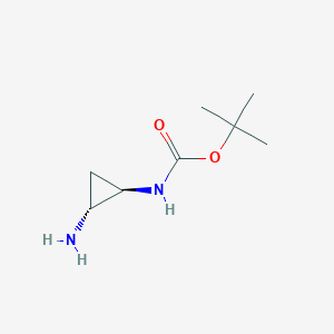 molecular formula C8H16N2O2 B2830462 tert-butyl N-[(1R,2R)-2-aminocyclopropyl]carbamate CAS No. 1332761-28-0; 265987-99-3