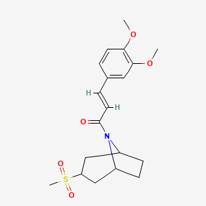 molecular formula C19H25NO5S B2830471 (E)-3-(3,4-dimethoxyphenyl)-1-((1R,5S)-3-(methylsulfonyl)-8-azabicyclo[3.2.1]octan-8-yl)prop-2-en-1-one CAS No. 1706500-68-6