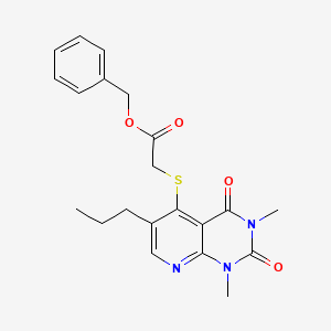 molecular formula C21H23N3O4S B2830484 Benzyl 2-((1,3-dimethyl-2,4-dioxo-6-propyl-1,2,3,4-tetrahydropyrido[2,3-d]pyrimidin-5-yl)thio)acetate CAS No. 899940-91-1