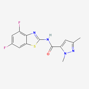molecular formula C13H10F2N4OS B2830485 N-(4,6-difluorobenzo[d]thiazol-2-yl)-1,3-dimethyl-1H-pyrazole-5-carboxamide CAS No. 1013771-75-9