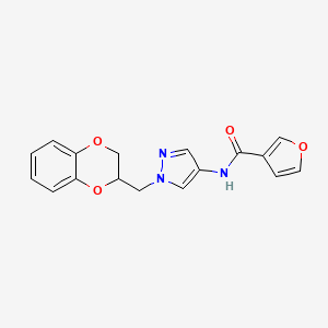 molecular formula C17H15N3O4 B2830493 N-(1-((2,3-dihydrobenzo[b][1,4]dioxin-2-yl)methyl)-1H-pyrazol-4-yl)furan-3-carboxamide CAS No. 1797023-29-0