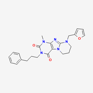 molecular formula C23H25N5O3 B2830494 9-(furan-2-ylmethyl)-1-methyl-3-(3-phenylpropyl)-7,8-dihydro-6H-purino[7,8-a]pyrimidine-2,4-dione CAS No. 850720-37-5