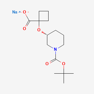 molecular formula C15H24NNaO5 B2830495 环丁基氧基环丁烷羧酸钠 (R)-1-[1-(叔丁氧羰基)哌啶-3-氧基]  CAS No. 2197044-51-0