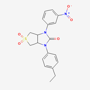 molecular formula C19H19N3O5S B2830507 1-(4-ethylphenyl)-3-(3-nitrophenyl)tetrahydro-1H-thieno[3,4-d]imidazol-2(3H)-one 5,5-dioxide CAS No. 879930-93-5