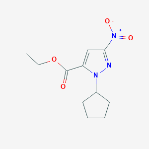molecular formula C11H15N3O4 B2830512 ethyl 1-cyclopentyl-3-nitro-1H-pyrazole-5-carboxylate CAS No. 1260379-41-6