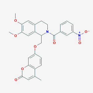 7-[[6,7-dimethoxy-2-(3-nitrobenzoyl)-3,4-dihydro-1H-isoquinolin-1-yl]methoxy]-4-methylchromen-2-one