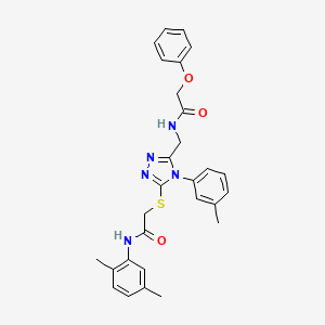 molecular formula C28H29N5O3S B2830527 N-(2,5-dimethylphenyl)-2-((5-((2-phenoxyacetamido)methyl)-4-(m-tolyl)-4H-1,2,4-triazol-3-yl)thio)acetamide CAS No. 394214-60-9