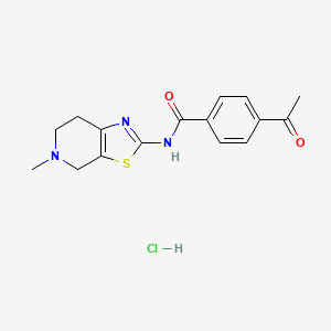 molecular formula C16H18ClN3O2S B2830542 4-acetyl-N-(5-methyl-4,5,6,7-tetrahydrothiazolo[5,4-c]pyridin-2-yl)benzamide hydrochloride CAS No. 1327518-07-9