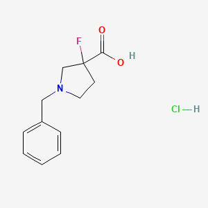 molecular formula C12H15ClFNO2 B2830553 1-苄基-3-氟吡咯啶-3-羧酸盐酸盐 CAS No. 2307552-72-1