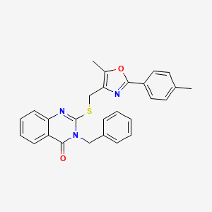 molecular formula C27H23N3O2S B2830560 3-benzyl-2-(((5-methyl-2-(p-tolyl)oxazol-4-yl)methyl)thio)quinazolin-4(3H)-one CAS No. 1114827-68-7