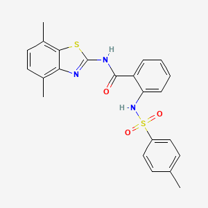 molecular formula C23H21N3O3S2 B2830569 N-(4,7-dimethylbenzo[d]thiazol-2-yl)-2-(4-methylphenylsulfonamido)benzamide CAS No. 912770-51-5