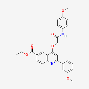 molecular formula C28H26N2O6 B2830571 Ethyl 2-(3-methoxyphenyl)-4-(2-((4-methoxyphenyl)amino)-2-oxoethoxy)quinoline-6-carboxylate CAS No. 1114647-23-2