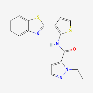 molecular formula C17H14N4OS2 B2830588 N-(3-(benzo[d]thiazol-2-yl)thiophen-2-yl)-1-ethyl-1H-pyrazole-5-carboxamide CAS No. 1172537-06-2