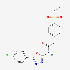 molecular formula C18H16ClN3O4S B2830592 N-(5-(4-氯苯基)-1,3,4-噁二唑-2-基)-2-(4-(乙基磺酰)苯基)乙酰胺 CAS No. 919858-91-6