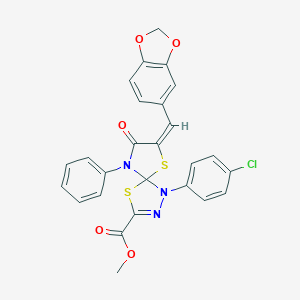 Methyl 7-(1,3-benzodioxol-5-ylmethylene)-1-(4-chlorophenyl)-8-oxo-9-phenyl-4,6-dithia-1,2,9-triazaspiro[4.4]non-2-ene-3-carboxylate