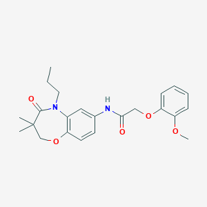 molecular formula C23H28N2O5 B2830604 N-(3,3-dimethyl-4-oxo-5-propyl-2,3,4,5-tetrahydrobenzo[b][1,4]oxazepin-7-yl)-2-(2-methoxyphenoxy)acetamide CAS No. 921522-19-2