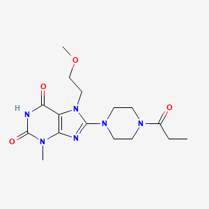 7-(2-methoxyethyl)-3-methyl-8-(4-propanoylpiperazin-1-yl)-2,3,6,7-tetrahydro-1H-purine-2,6-dione