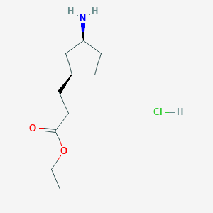 molecular formula C10H20ClNO2 B2830624 Ethyl 3-[(1S,3S)-3-aminocyclopentyl]propanoate;hydrochloride CAS No. 2445750-14-9