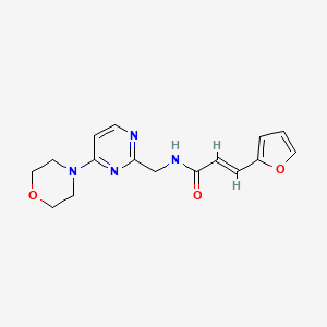 molecular formula C16H18N4O3 B2830627 (E)-3-(呋喃-2-基)-N-((4-吗啉吡嘧啶-2-基)甲基)丙烯酰胺 CAS No. 1798405-62-5