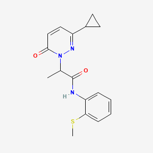 molecular formula C17H19N3O2S B2830633 2-(3-cyclopropyl-6-oxopyridazin-1(6H)-yl)-N-(2-(methylthio)phenyl)propanamide CAS No. 2034313-89-6
