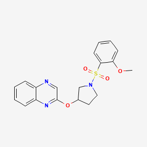 molecular formula C19H19N3O4S B2830649 2-{[1-(2-Methoxybenzenesulfonyl)pyrrolidin-3-yl]oxy}quinoxaline CAS No. 2097933-48-5