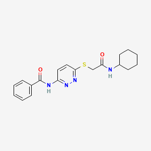 molecular formula C19H22N4O2S B2830650 N-(6-((2-(环己基氨基)-2-氧代乙基)硫代吡嘧啶-3-基)苯甲酰胺 CAS No. 1021055-51-5