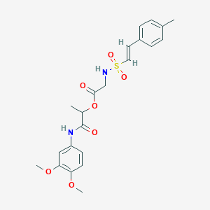 molecular formula C22H26N2O7S B2830652 [1-(3,4-Dimethoxyanilino)-1-oxopropan-2-yl] 2-[[(E)-2-(4-methylphenyl)ethenyl]sulfonylamino]acetate CAS No. 1111458-36-6