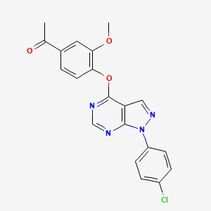 molecular formula C20H15ClN4O3 B2830656 1-[4-[1-(4-Chlorophenyl)pyrazolo[3,4-d]pyrimidin-4-yl]oxy-3-methoxyphenyl]ethanone CAS No. 872623-33-1