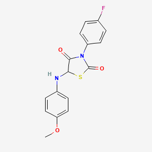 molecular formula C16H13FN2O3S B2830659 3-(4-氟苯基)-5-[(4-甲氧基苯基)氨基]-1,3-噻唑烷-2,4-二酮 CAS No. 1046118-76-6