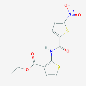 molecular formula C12H10N2O5S2 B2830661 乙酸-2-(5-硝基噻吩-2-甲酰胺基)噻吩-3-甲酸酯 CAS No. 896680-42-5