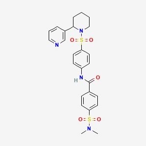 molecular formula C25H28N4O5S2 B2830667 4-(N,N-dimethylsulfamoyl)-N-(4-((2-(pyridin-3-yl)piperidin-1-yl)sulfonyl)phenyl)benzamide CAS No. 393834-40-7