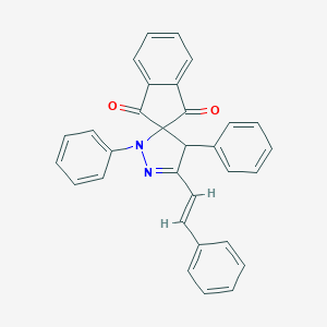 molecular formula C31H22N2O2 B283067 3'-(2-Phenylethenyl)-1',4'-diphenylspiro[indan-2,5'-[2]pyrazoline]-1,3-dione 