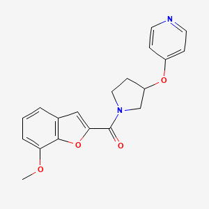 molecular formula C19H18N2O4 B2830678 (7-Methoxybenzofuran-2-yl)(3-(pyridin-4-yloxy)pyrrolidin-1-yl)methanone CAS No. 2034445-74-2