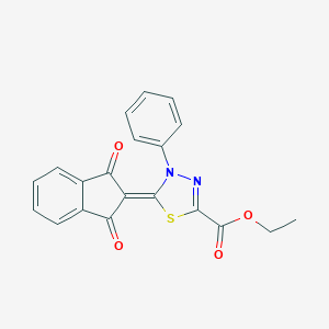 molecular formula C20H14N2O4S B283068 ethyl 5-(1,3-dioxo-1,3-dihydro-2H-inden-2-ylidene)-4-phenyl-4,5-dihydro-1,3,4-thiadiazole-2-carboxylate 