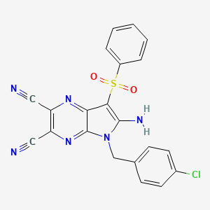 6-Amino-7-(benzenesulfonyl)-5-[(4-chlorophenyl)methyl]pyrrolo[2,3-b]pyrazine-2,3-dicarbonitrile