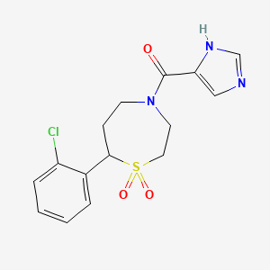 molecular formula C15H16ClN3O3S B2830689 (7-(2-chlorophenyl)-1,1-dioxido-1,4-thiazepan-4-yl)(1H-imidazol-4-yl)methanone CAS No. 2034377-91-6