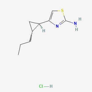 molecular formula C9H15ClN2S B2830706 4-[(1R,2R)-2-Propylcyclopropyl]-1,3-thiazol-2-amine;hydrochloride CAS No. 2580093-90-7